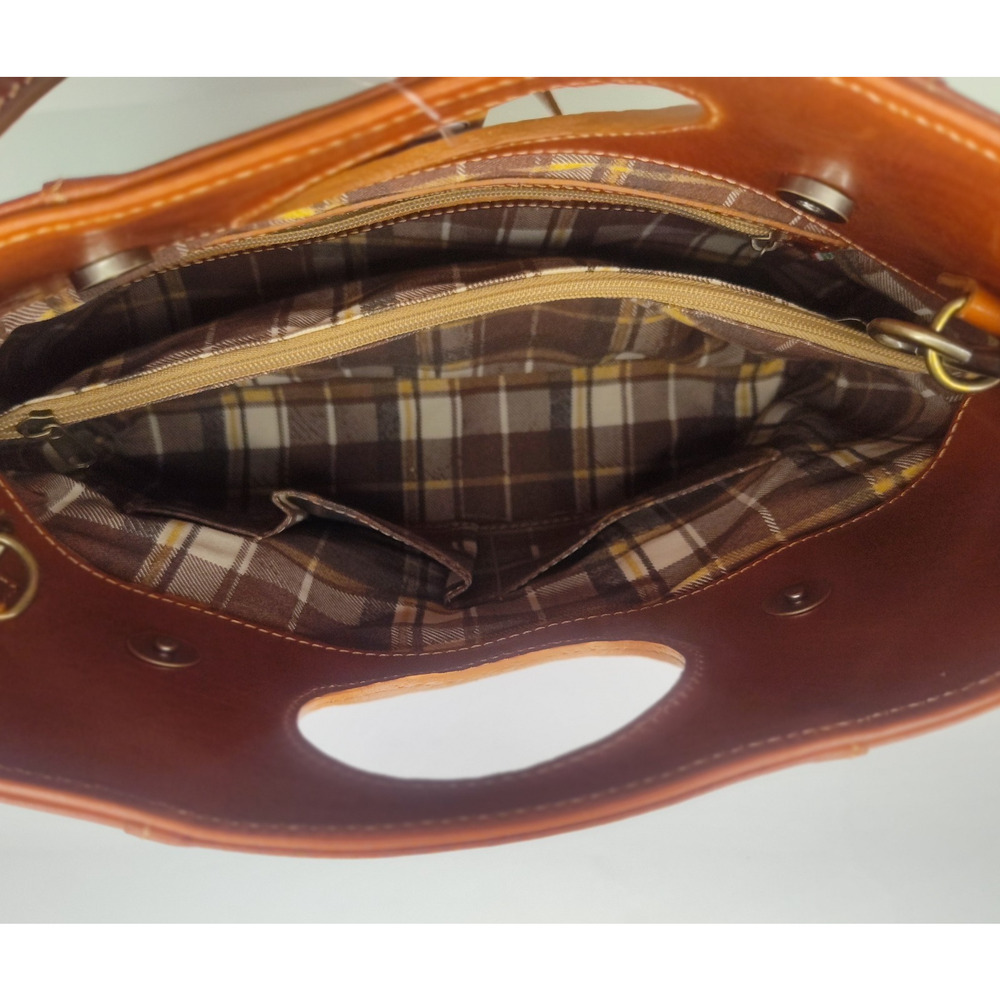 Charlie Leather Clarissa Cognac/Tan/Brown Medium Shoulder Bag/Handle Bag -NWT - Picture 7 of 12